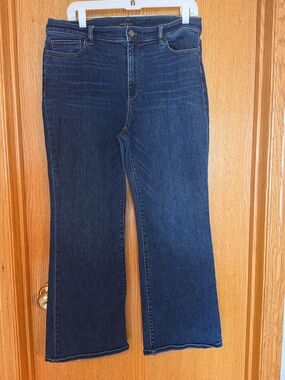 Ann Taylor Dark High Rise Blue Flare Jeans